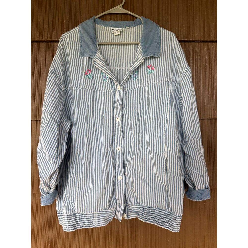 Vintage Blue and White Striped Women's Matching Set